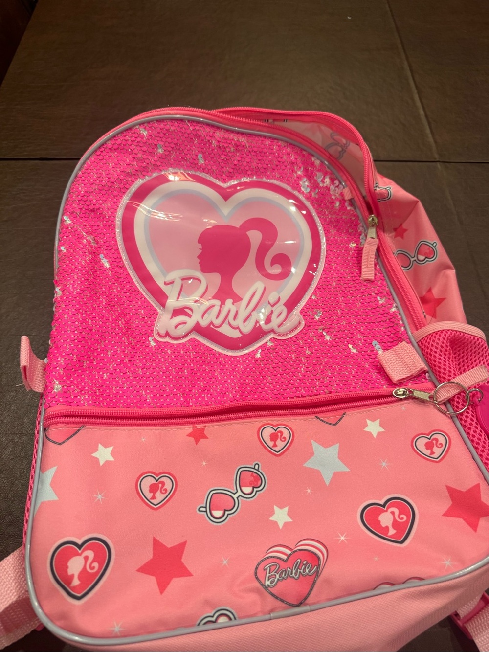 Barbie Pink Sequin Heart Kids Backpack and lunch box